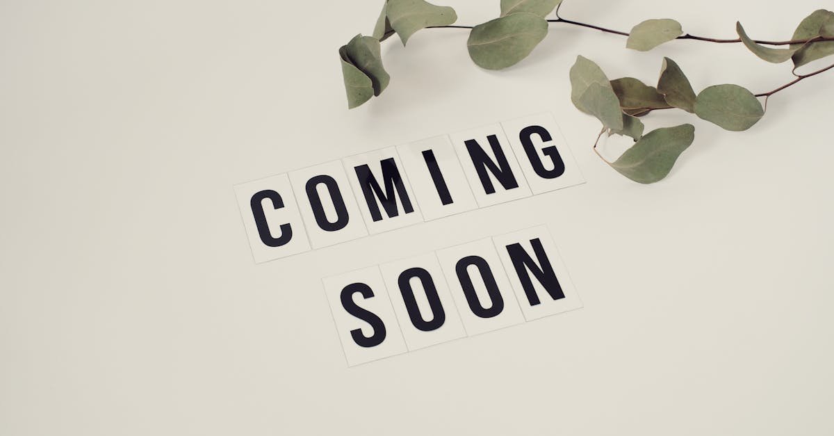 Eucalyptus branch with 'Coming Soon' message on white background for announcements.